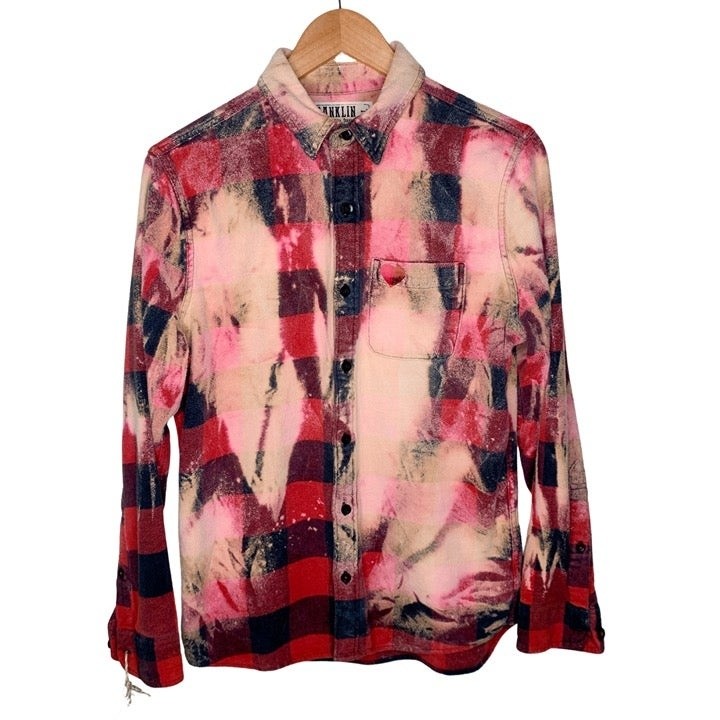 Franklin Flannels Vintage Upcycled Bleached Buffalo Plaid Flannel Small
